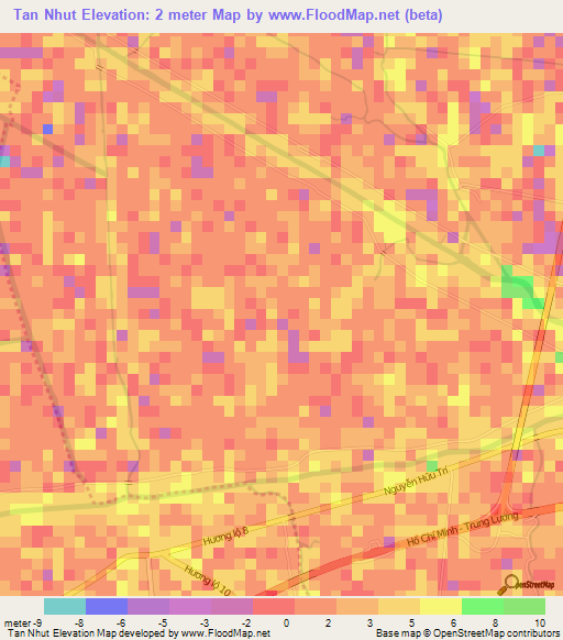 Tan Nhut,Vietnam Elevation Map