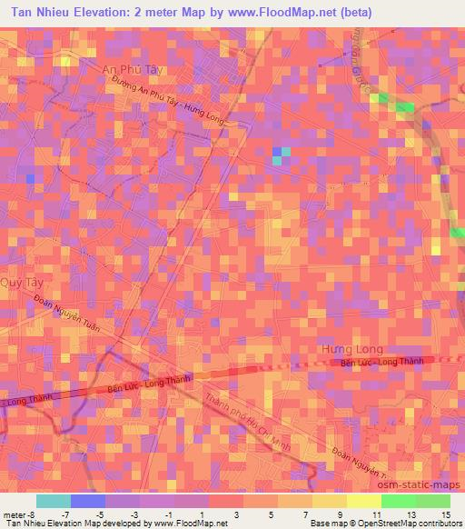 Tan Nhieu,Vietnam Elevation Map
