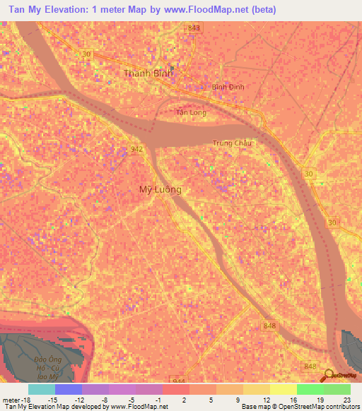 Tan My,Vietnam Elevation Map