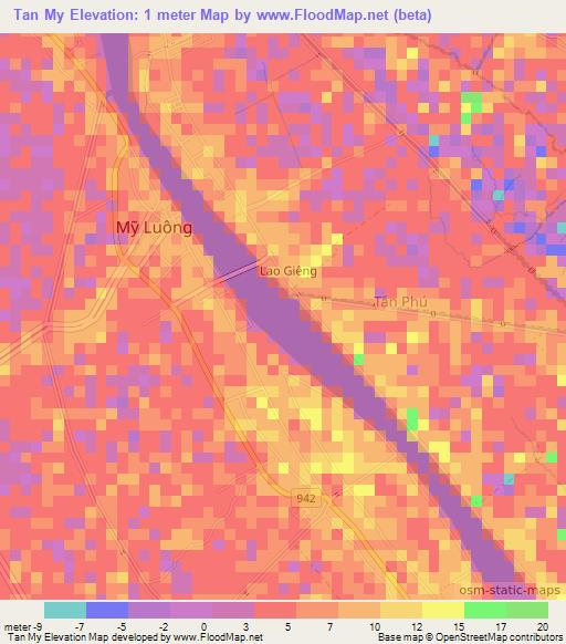 Tan My,Vietnam Elevation Map