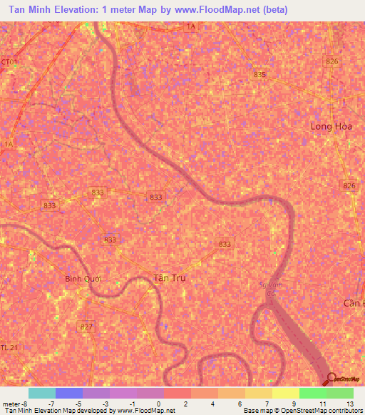 Tan Minh,Vietnam Elevation Map