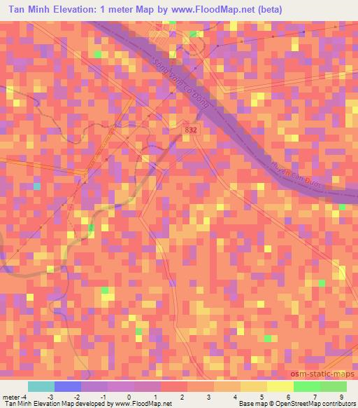 Tan Minh,Vietnam Elevation Map