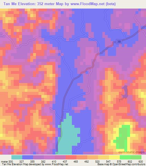 Tan Me,Vietnam Elevation Map