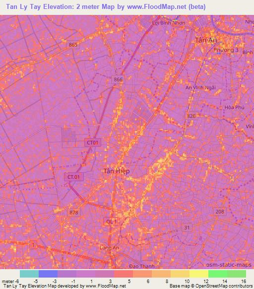 Tan Ly Tay,Vietnam Elevation Map