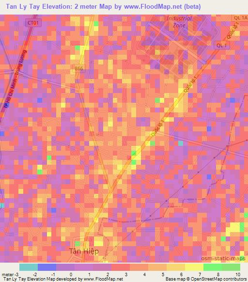 Tan Ly Tay,Vietnam Elevation Map