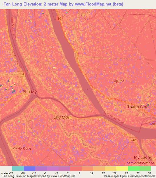 Tan Long,Vietnam Elevation Map