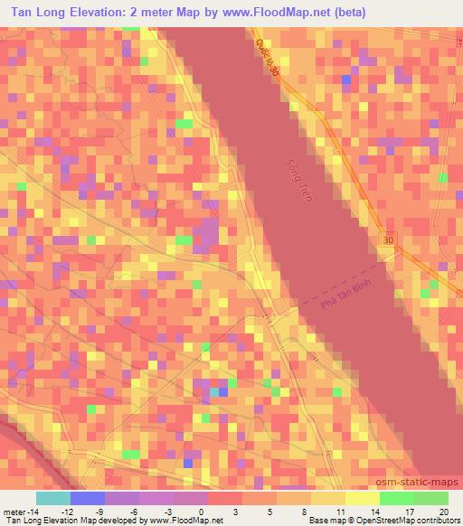 Tan Long,Vietnam Elevation Map