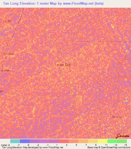 Tan Long,Vietnam Elevation Map