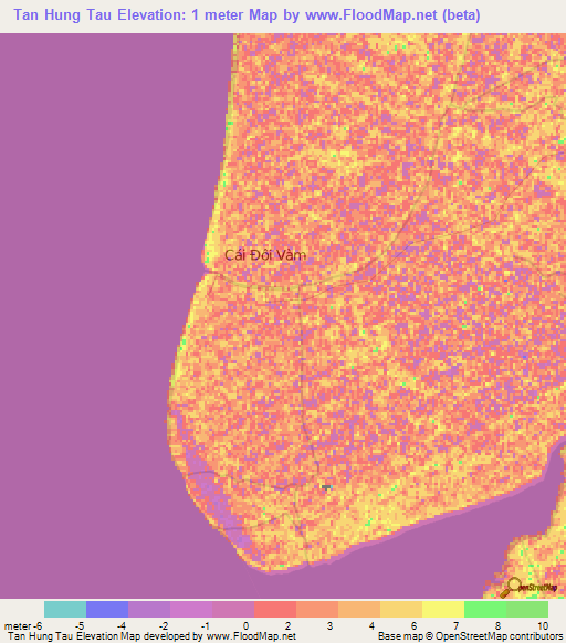 Tan Hung Tau,Vietnam Elevation Map