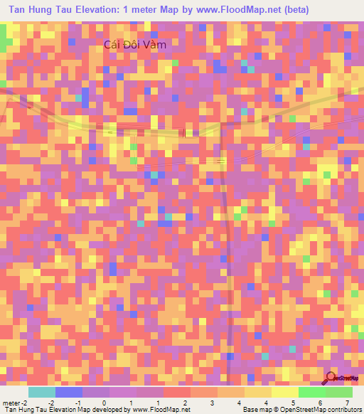 Tan Hung Tau,Vietnam Elevation Map