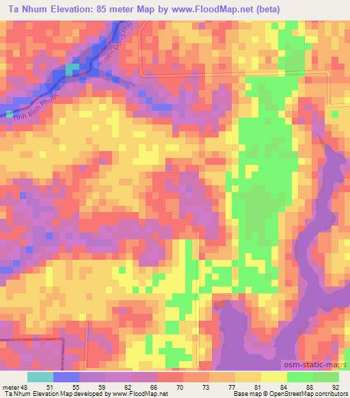 Ta Nhum,Vietnam Elevation Map