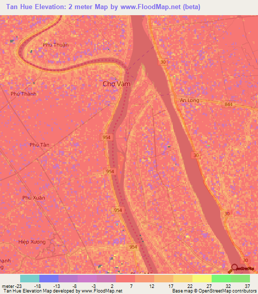 Tan Hue,Vietnam Elevation Map