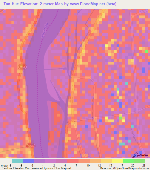 Tan Hue,Vietnam Elevation Map