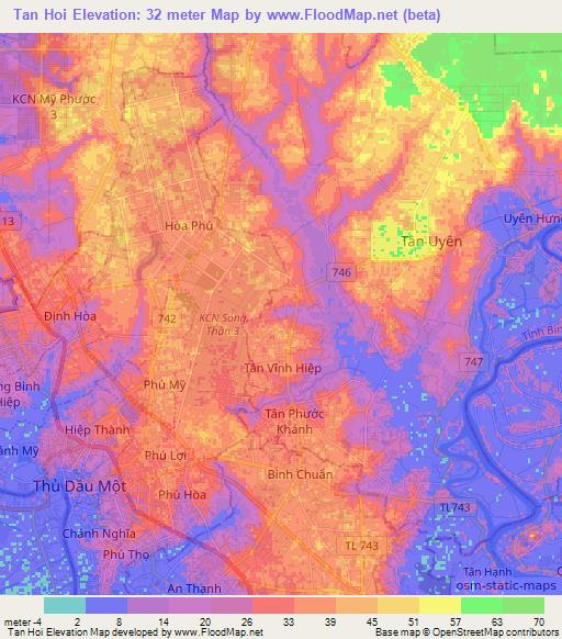 Tan Hoi,Vietnam Elevation Map