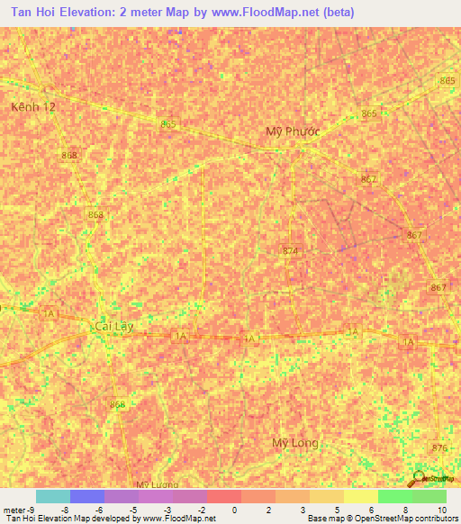 Tan Hoi,Vietnam Elevation Map