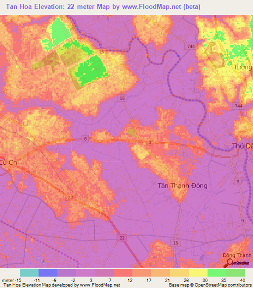 Tan Hoa,Vietnam Elevation Map