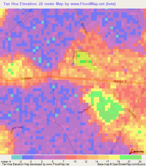 Tan Hoa,Vietnam Elevation Map