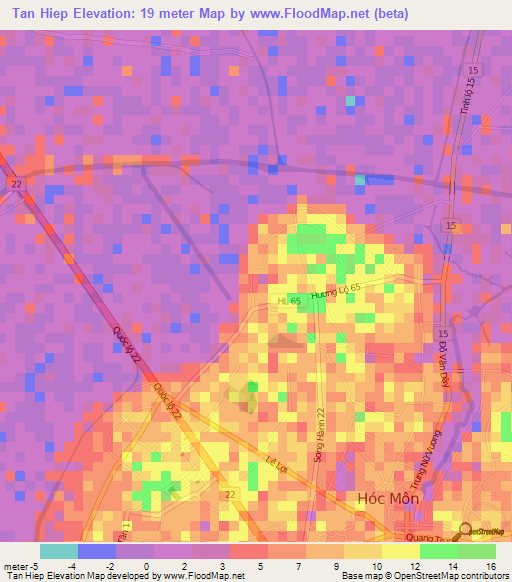 Tan Hiep,Vietnam Elevation Map