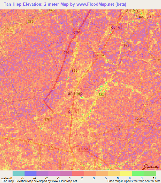 Tan Hiep,Vietnam Elevation Map