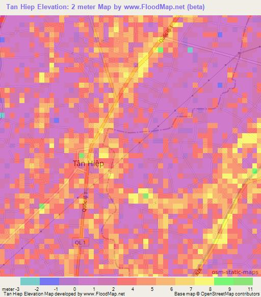 Tan Hiep,Vietnam Elevation Map