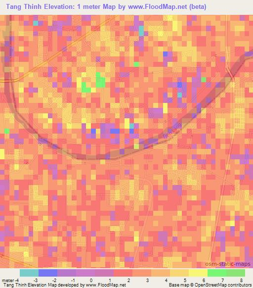 Tang Thinh,Vietnam Elevation Map