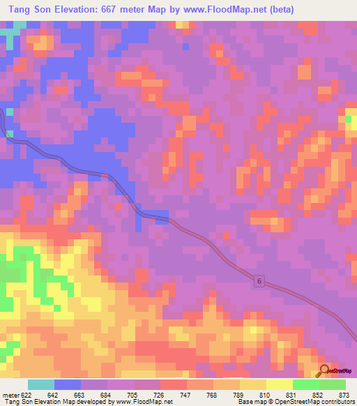 Tang Son,Vietnam Elevation Map