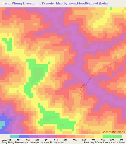 Tang Phung,Vietnam Elevation Map