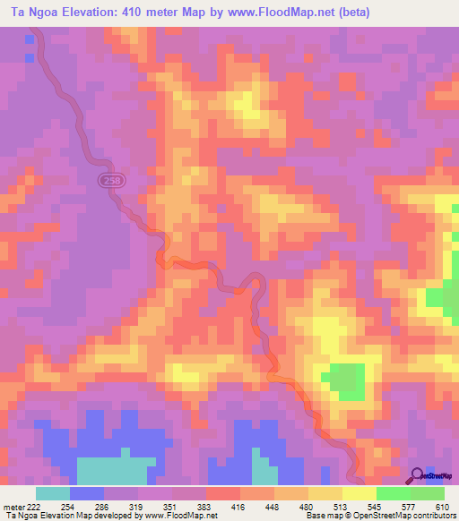 Ta Ngoa,Vietnam Elevation Map