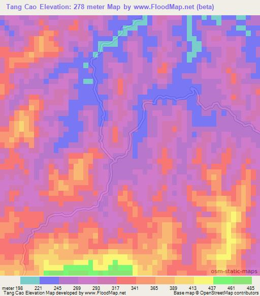 Tang Cao,Vietnam Elevation Map