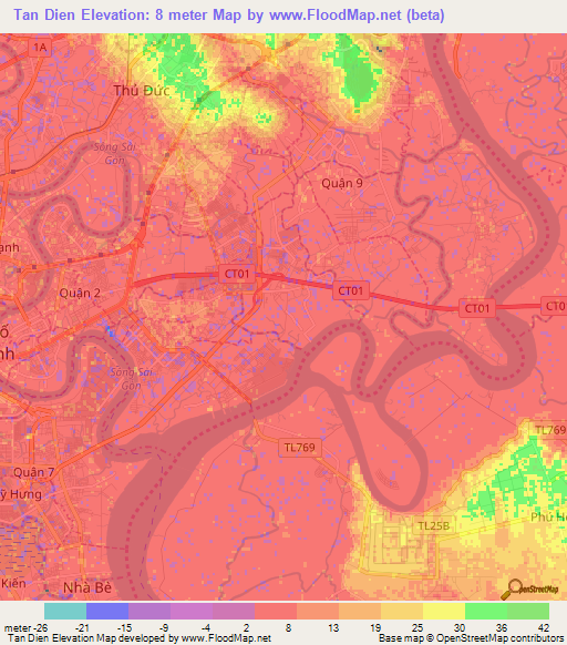 Tan Dien,Vietnam Elevation Map