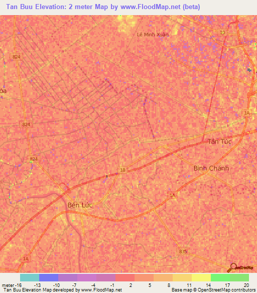 Tan Buu,Vietnam Elevation Map