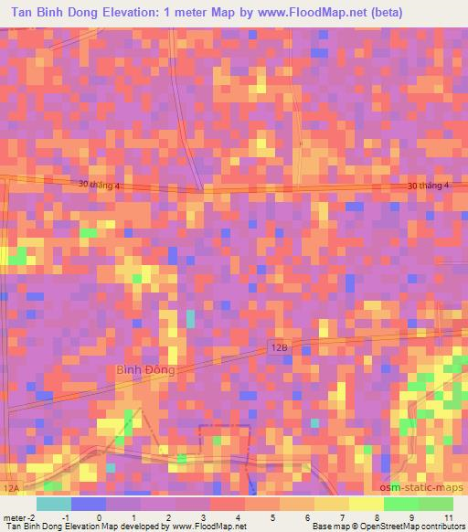 Tan Binh Dong,Vietnam Elevation Map
