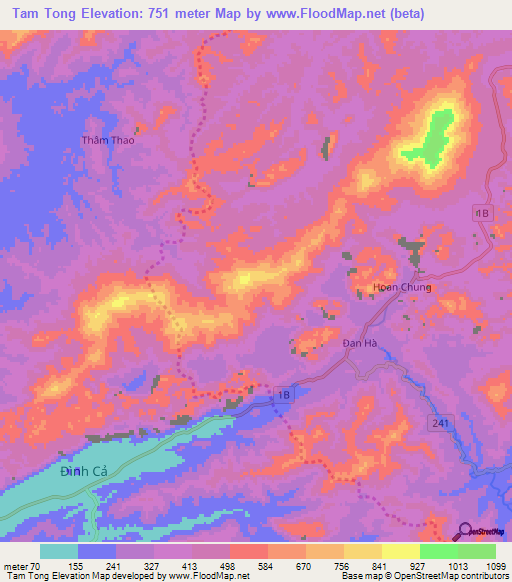 Tam Tong,Vietnam Elevation Map