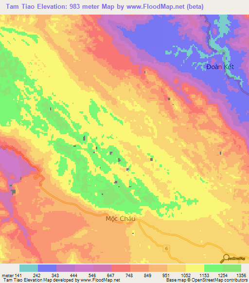 Tam Tiao,Vietnam Elevation Map