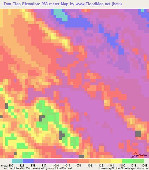 Tam Tiao,Vietnam Elevation Map