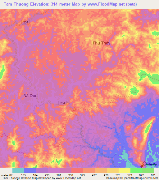 Tam Thuong,Vietnam Elevation Map