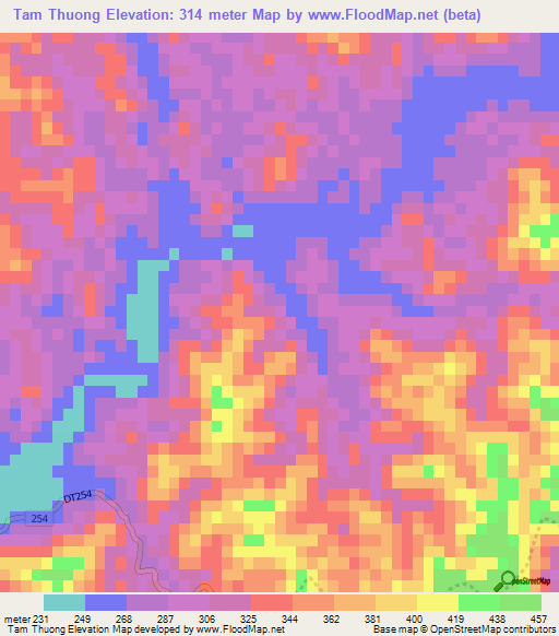 Tam Thuong,Vietnam Elevation Map