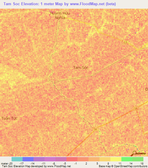 Tam Soc,Vietnam Elevation Map