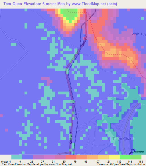 Tam Quan,Vietnam Elevation Map