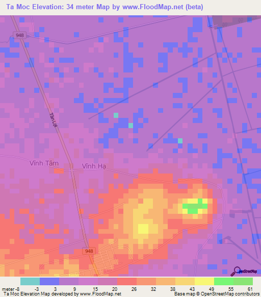 Ta Moc,Vietnam Elevation Map