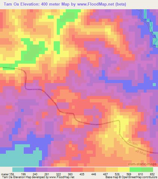 Tam Oa,Vietnam Elevation Map