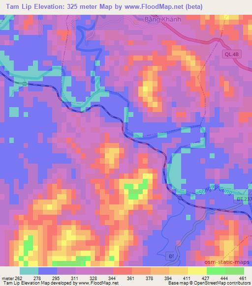 Tam Lip,Vietnam Elevation Map