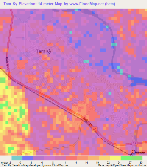 Tam Ky,Vietnam Elevation Map