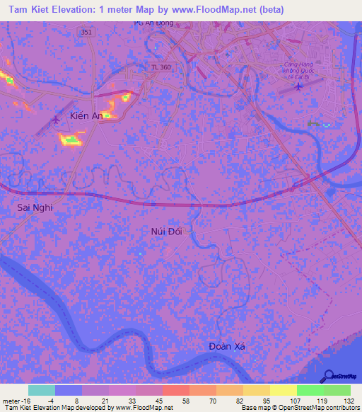 Tam Kiet,Vietnam Elevation Map