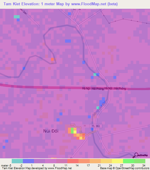 Tam Kiet,Vietnam Elevation Map