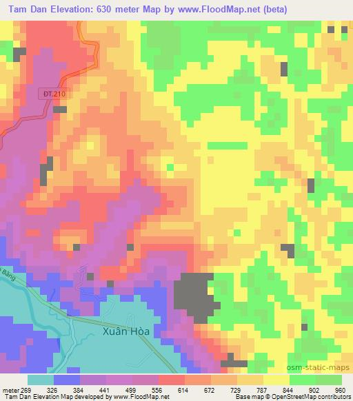 Tam Dan,Vietnam Elevation Map