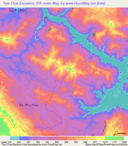 Tam Chat,Vietnam Elevation Map