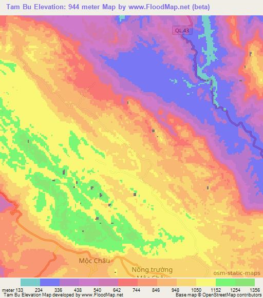 Tam Bu,Vietnam Elevation Map