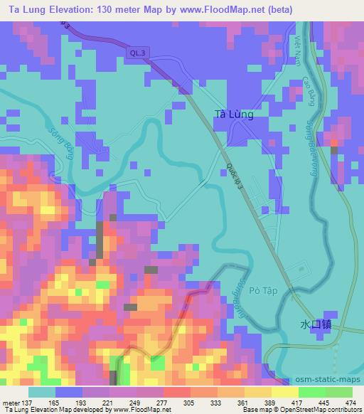 Ta Lung,Vietnam Elevation Map