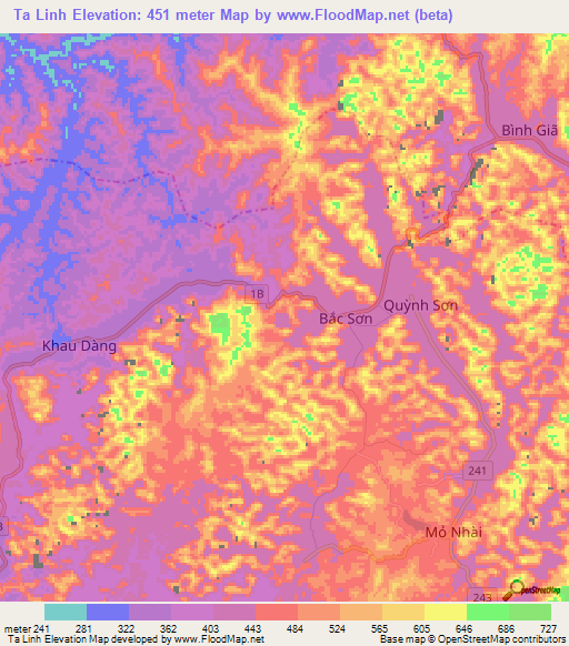 Ta Linh,Vietnam Elevation Map